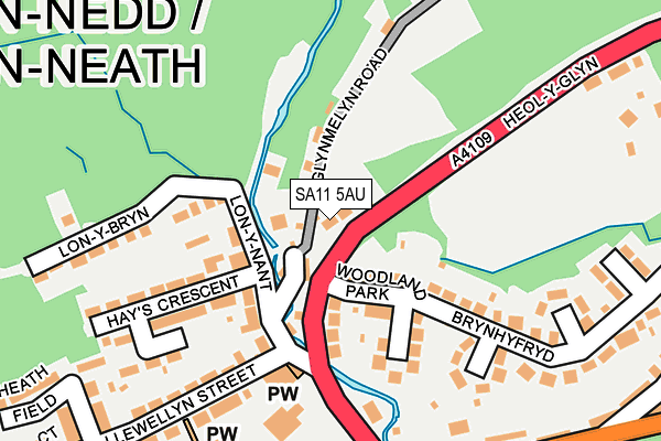SA11 5AU map - OS OpenMap – Local (Ordnance Survey)