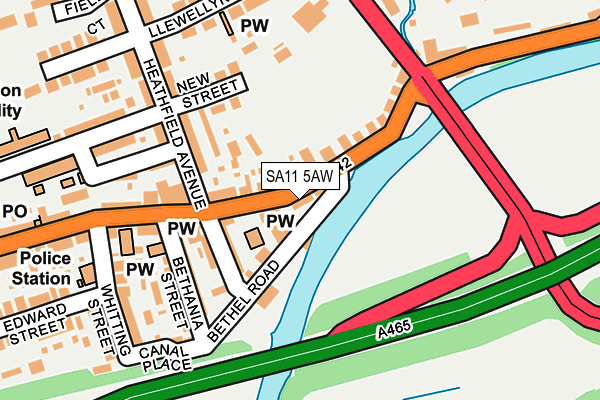 SA11 5AW map - OS OpenMap – Local (Ordnance Survey)