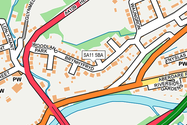 SA11 5BA map - OS OpenMap – Local (Ordnance Survey)
