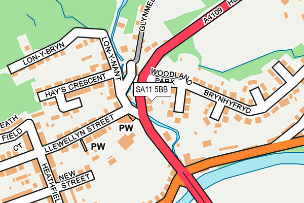 SA11 5BB map - OS OpenMap – Local (Ordnance Survey)