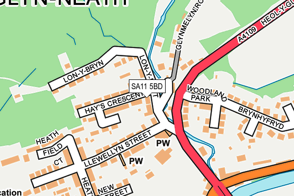 SA11 5BD map - OS OpenMap – Local (Ordnance Survey)