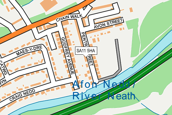 SA11 5HA map - OS OpenMap – Local (Ordnance Survey)