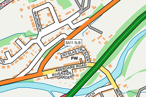 SA11 5LB map - OS OpenMap – Local (Ordnance Survey)