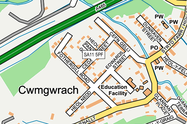 SA11 5PF map - OS OpenMap – Local (Ordnance Survey)