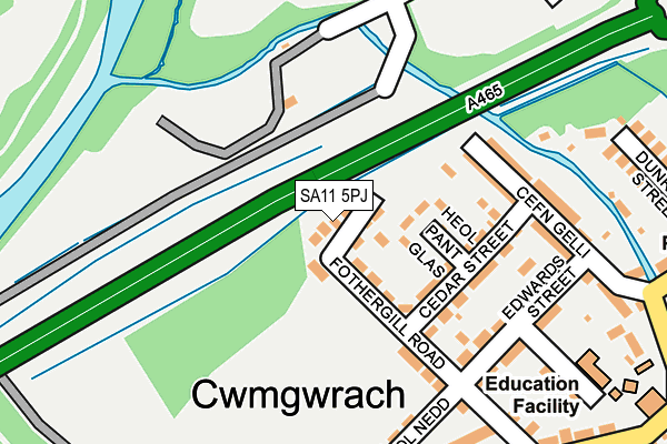 SA11 5PJ map - OS OpenMap – Local (Ordnance Survey)