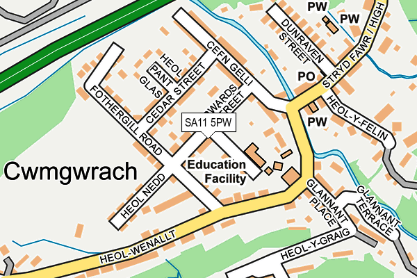 SA11 5PW map - OS OpenMap – Local (Ordnance Survey)