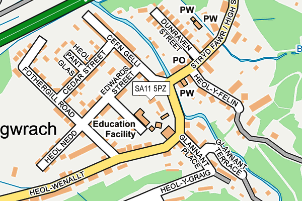 SA11 5PZ map - OS OpenMap – Local (Ordnance Survey)