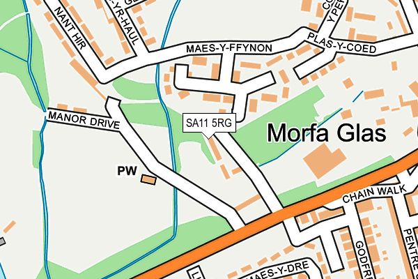 SA11 5RG map - OS OpenMap – Local (Ordnance Survey)