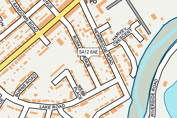 SA12 6AE map - OS OpenMap – Local (Ordnance Survey)