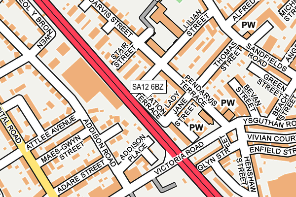 SA12 6BZ map - OS OpenMap – Local (Ordnance Survey)