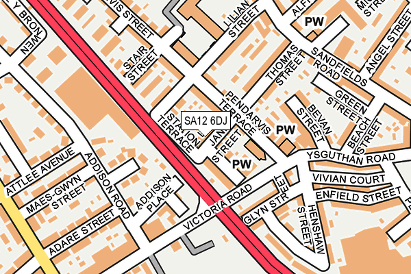SA12 6DJ map - OS OpenMap – Local (Ordnance Survey)