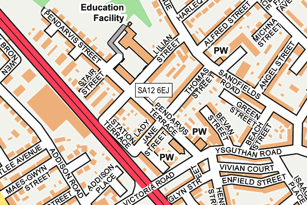 SA12 6EJ map - OS OpenMap – Local (Ordnance Survey)