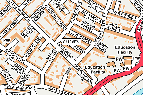 SA12 6EW map - OS OpenMap – Local (Ordnance Survey)