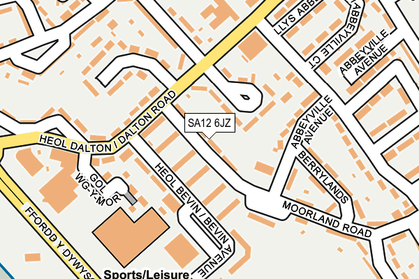 SA12 6JZ map - OS OpenMap – Local (Ordnance Survey)