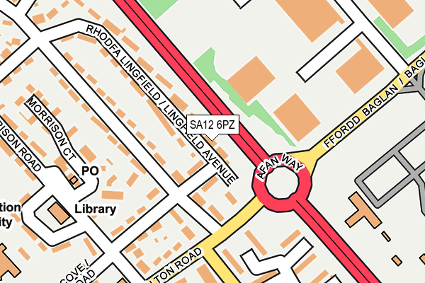 SA12 6PZ map - OS OpenMap – Local (Ordnance Survey)