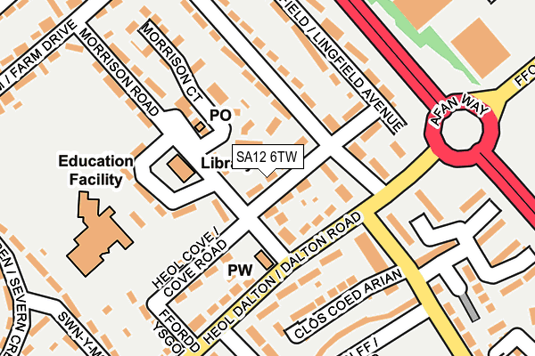 SA12 6TW map - OS OpenMap – Local (Ordnance Survey)