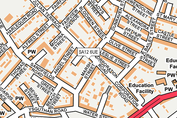 SA12 6UE map - OS OpenMap – Local (Ordnance Survey)