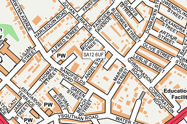 SA12 6UF map - OS OpenMap – Local (Ordnance Survey)