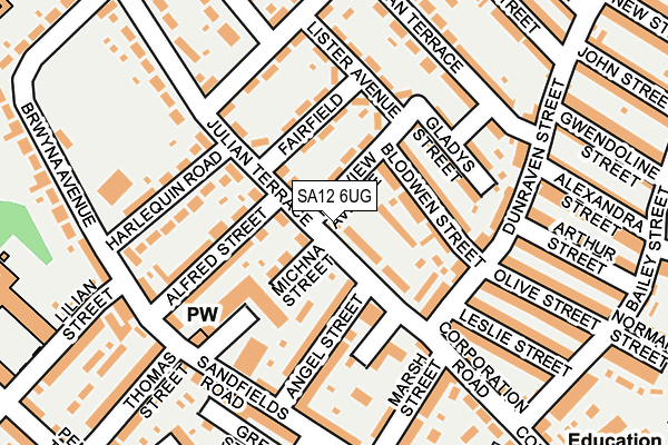 SA12 6UG map - OS OpenMap – Local (Ordnance Survey)