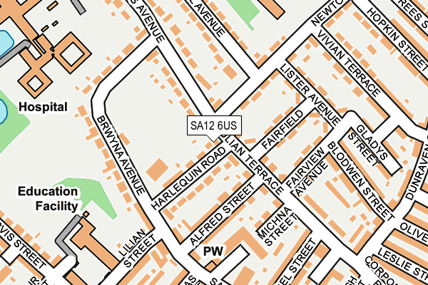 SA12 6US map - OS OpenMap – Local (Ordnance Survey)