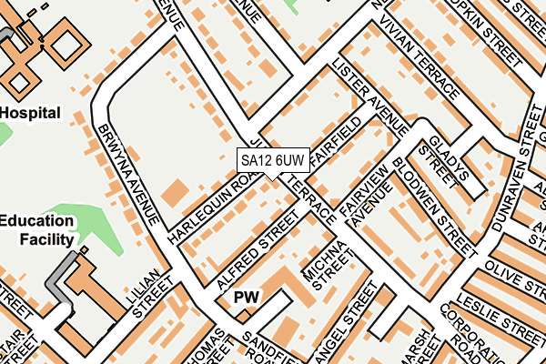 SA12 6UW map - OS OpenMap – Local (Ordnance Survey)