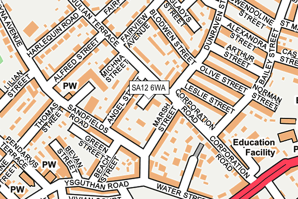 SA12 6WA map - OS OpenMap – Local (Ordnance Survey)