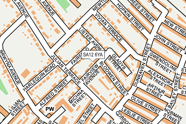 SA12 6YA map - OS OpenMap – Local (Ordnance Survey)