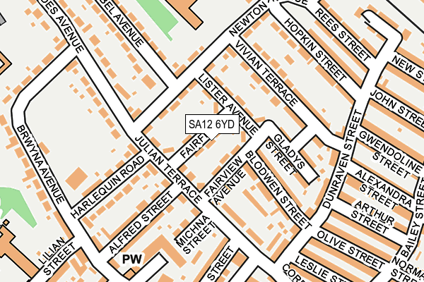 SA12 6YD map - OS OpenMap – Local (Ordnance Survey)