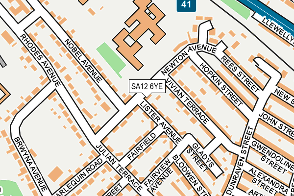 SA12 6YE map - OS OpenMap – Local (Ordnance Survey)