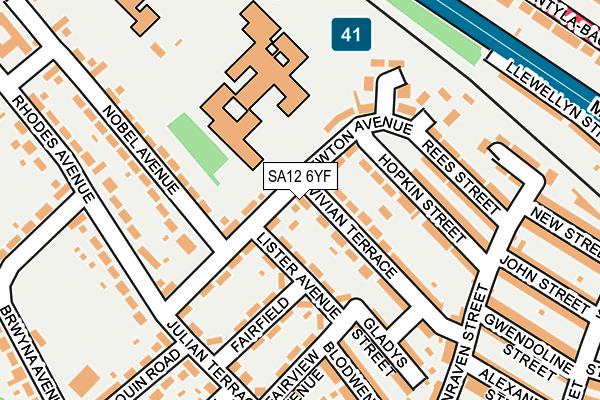 SA12 6YF map - OS OpenMap – Local (Ordnance Survey)