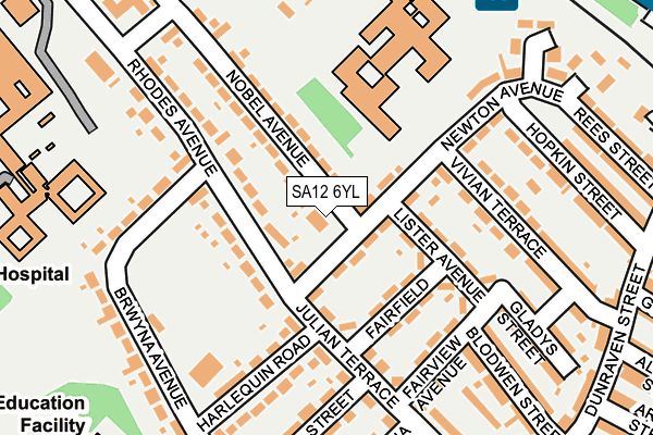 SA12 6YL map - OS OpenMap – Local (Ordnance Survey)