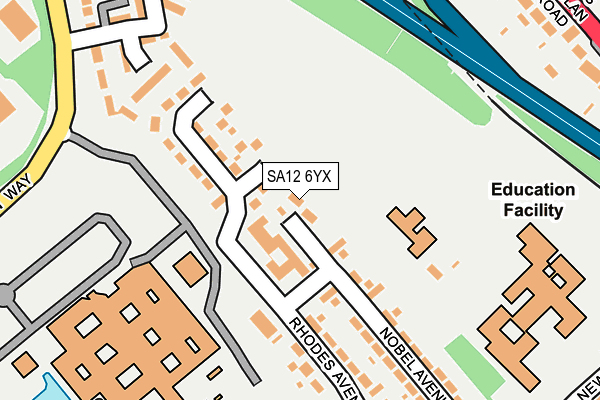 SA12 6YX map - OS OpenMap – Local (Ordnance Survey)