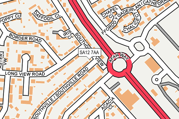 SA12 7AA map - OS OpenMap – Local (Ordnance Survey)