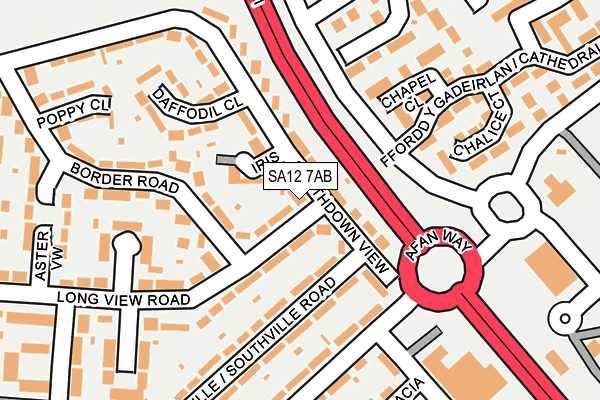 SA12 7AB map - OS OpenMap – Local (Ordnance Survey)