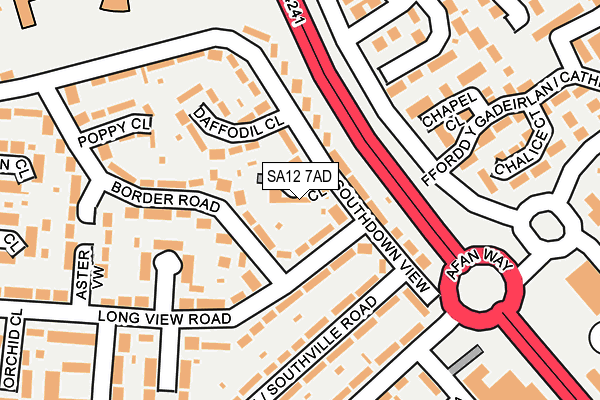 SA12 7AD map - OS OpenMap – Local (Ordnance Survey)