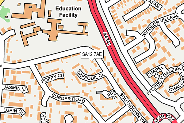 SA12 7AE map - OS OpenMap – Local (Ordnance Survey)