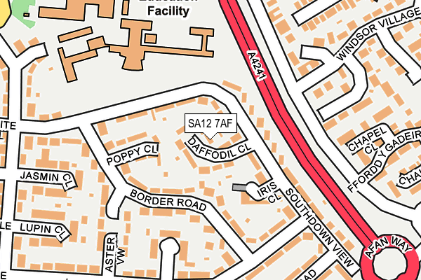 SA12 7AF map - OS OpenMap – Local (Ordnance Survey)