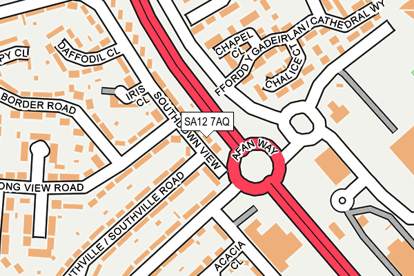 SA12 7AQ map - OS OpenMap – Local (Ordnance Survey)