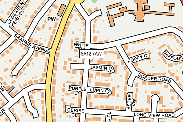 SA12 7AW map - OS OpenMap – Local (Ordnance Survey)