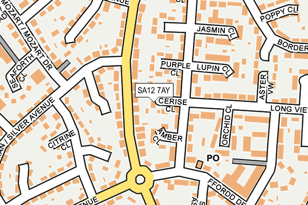 SA12 7AY map - OS OpenMap – Local (Ordnance Survey)