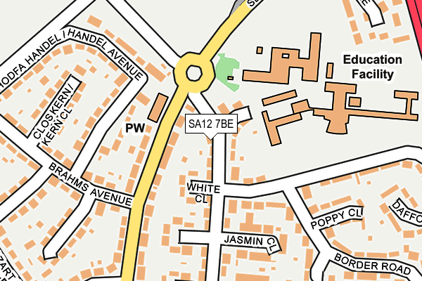SA12 7BE map - OS OpenMap – Local (Ordnance Survey)
