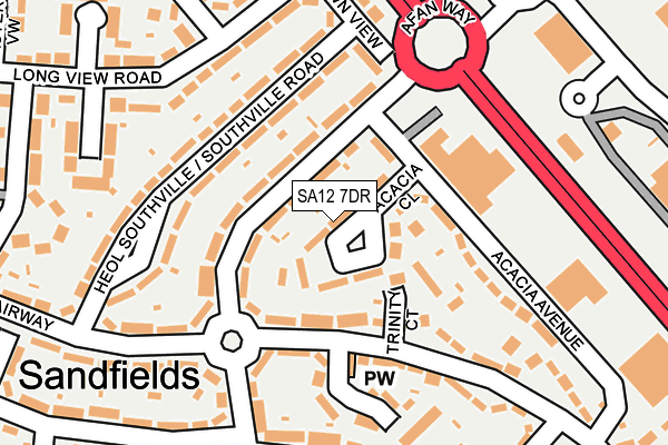 SA12 7DR map - OS OpenMap – Local (Ordnance Survey)