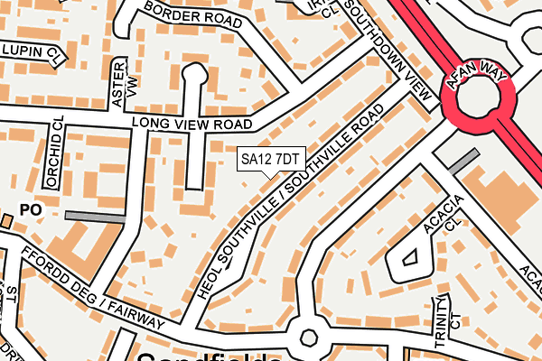 SA12 7DT map - OS OpenMap – Local (Ordnance Survey)