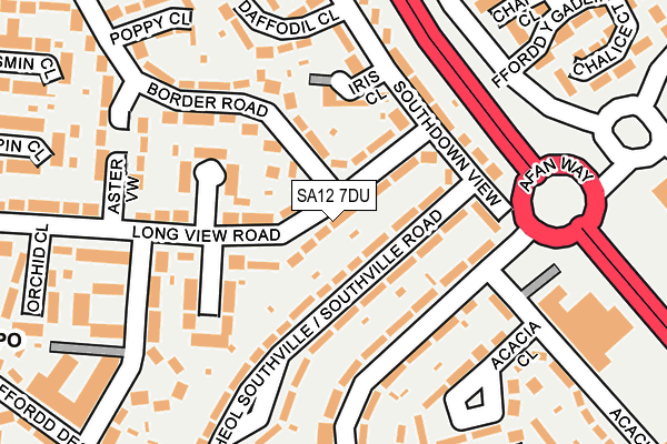 SA12 7DU map - OS OpenMap – Local (Ordnance Survey)