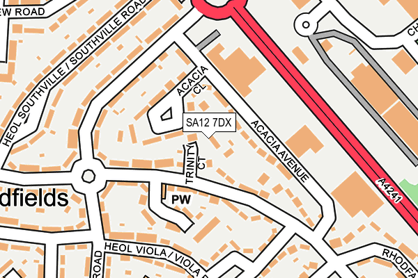 SA12 7DX map - OS OpenMap – Local (Ordnance Survey)