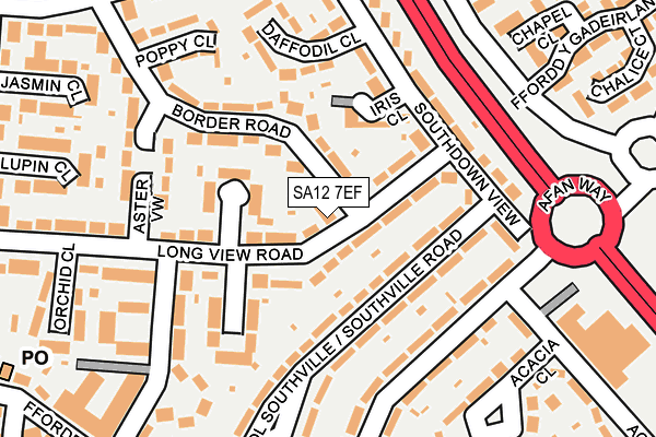 SA12 7EF map - OS OpenMap – Local (Ordnance Survey)