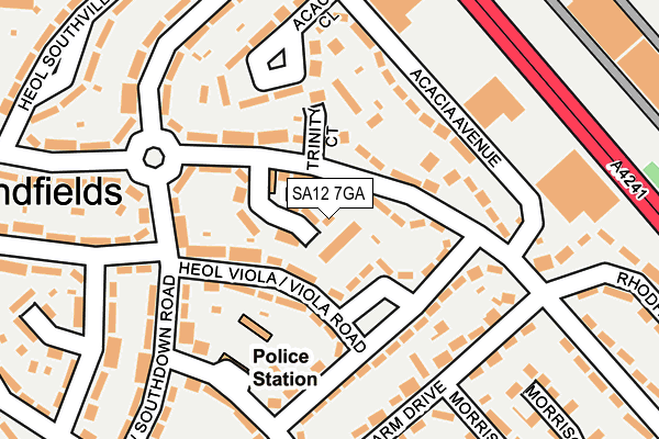 SA12 7GA map - OS OpenMap – Local (Ordnance Survey)