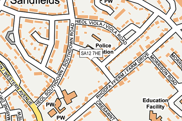 SA12 7HE map - OS OpenMap – Local (Ordnance Survey)