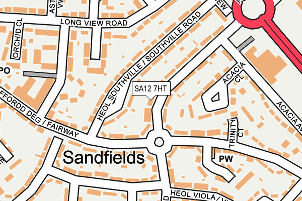 SA12 7HT map - OS OpenMap – Local (Ordnance Survey)