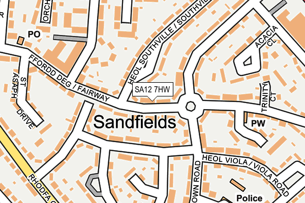 SA12 7HW map - OS OpenMap – Local (Ordnance Survey)